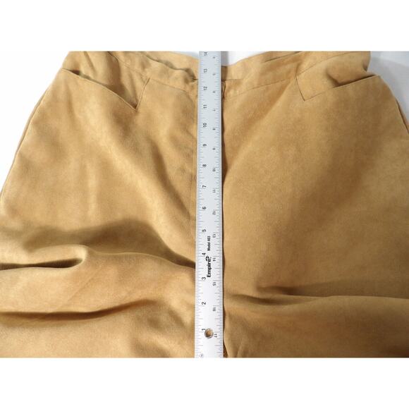 Worthington Womens Trousers Sz 12 Faux Suede Brown Pleated Hi Waist Straight Leg - Picture 14 of 16